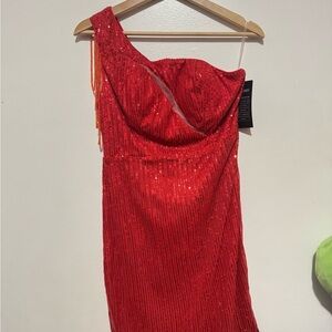 Elegant Red One-Shoulder Dress